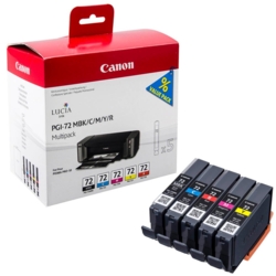 Canon Tintenpatronen cyan, magenta, gelb, schwarz, matt schwarz, rot PGI-72