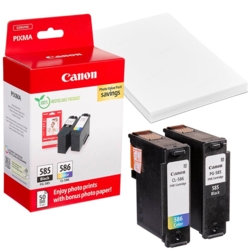 Canon Tintenpatronen color, schwarz CL-586, PG-585 + Fotopapier, 2er-Set
