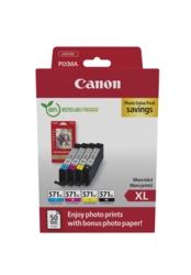 Canon Tintenpatronen cyan, gelb, magenta, schwarz CLI-571 XL+ Fotopapier, 4er-Set