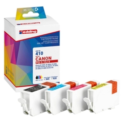 edding Tintenpatronen cyan, gelb, magenta, schwarz EDD-410 kompatibel zu Canon PGI-5 BK, C