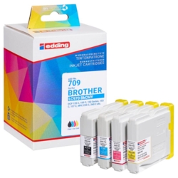edding Tintenpatronen cyan, gelb, magenta, schwarz EDD-709 kompatibel zu brother LC-970BK/
