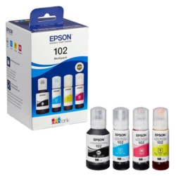 EPSON Tintenflaschen schwarz, cyan, magenta, gelb 102 / T03R64