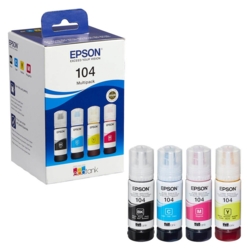 EPSON Tintenflaschen schwarz, cyan, magenta, gelb 104 / T00P64
