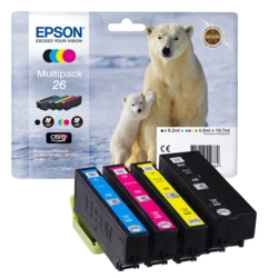 EPSON Tintenpatronen schwarz, cyan, magenta, gelb 26 / T2616