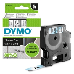 DYMO Beschriftungsband D1 45010 12 mm schwarz auf transparent