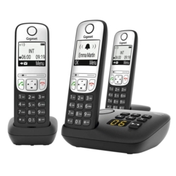 Gigaset A690A Trio Schnurloses Telefon-Set mit Anrufbeantworter schwarz