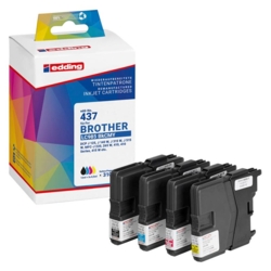 edding Tintenpatronen cyan, gelb, magenta, schwarz EDD-437 kompatibel zu brother LC-985BK/