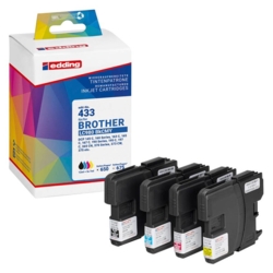edding Tintenpatronen cyan, gelb, magenta, schwarz EDD-433 kompatibel zu brother LC-980BK/