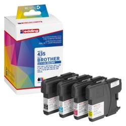 edding Tintenpatronen cyan, gelb, magenta, schwarz EDD-435 kompatibel zu brother LC-1100BK
