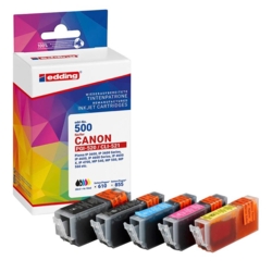 edding Tintenpatronen cyan, gelb, magenta, schwarz EDD-500 kompatibel zu Canon PGI-520 BK,