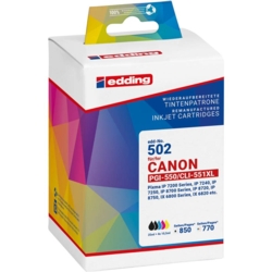 edding Tintenpatronen cyan, gelb, magenta, schwarz EDD-502 kompatibel zu Canon PGI-550 XL