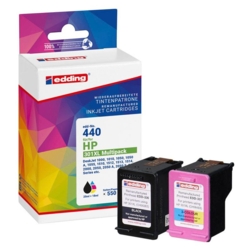 edding Tintenpatrone color, schwarz EDD-440 kompatibel zu HP 301XL (CH563EE/CH564EE), 2er-