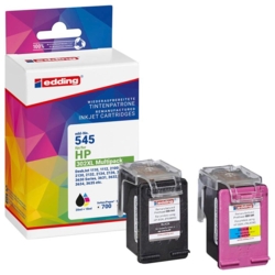 edding Tintenpatrone color, schwarz EDD-545 kompatibel zu HP 302XL (F6U67AE), 2er-Set