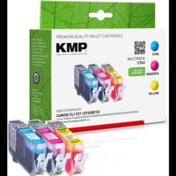 KMP Tintenpatronen cyan, gelb, magenta C74V kompatibel zu Canon CLI-521 C/M/Y, 3er-Set