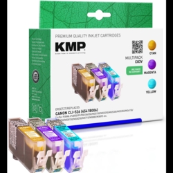 KMP Tintenpatronen cyan, gelb, magenta C83V kompatibel zu Canon CLI-526 C/M/Y, 3er-Set