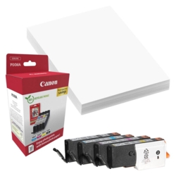 Canon Tintenpatronen cyan, gelb, magenta, schwarz CLI-581 + Fotopapier, 4er-Set