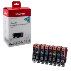 Canon Tintenpatronen cyan, gelb, magenta, schwarz, Foto cyan, Foto magenta CLI-42