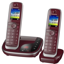 Panasonic KX-TGJ322GR Schnurloses Telefon-Set mit Anrufbeantworter weinrot