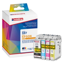 edding Tintenpatronen cyan, gelb, magenta, schwarz EDD-597 kompatibel zu EPSON 34XL / T347 edding Tintenpatronen cyan, gelb, magenta, schwarz EDD-597 kompatibel zu EPSON 34XL / T347